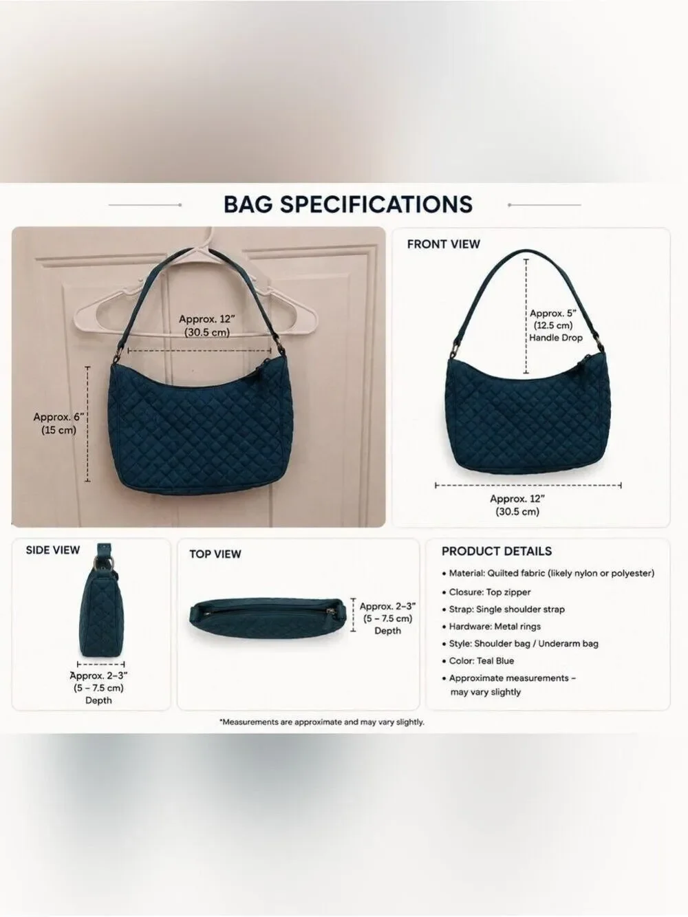 Vera Bradley Shoulder Bag Teal Quilted